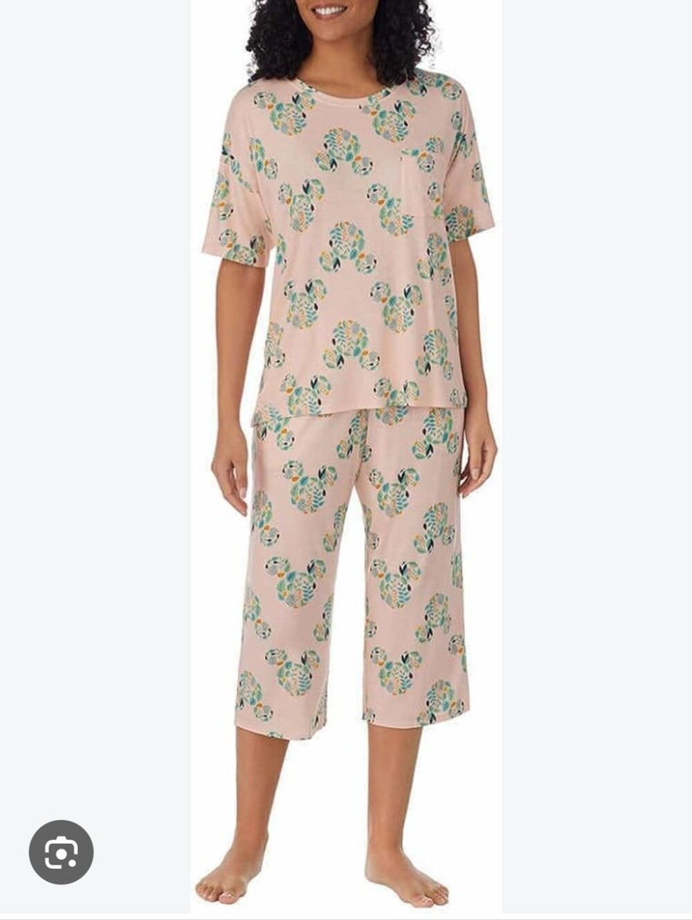 Disney Pink Mickey Floral-Print Capri Pajama Set